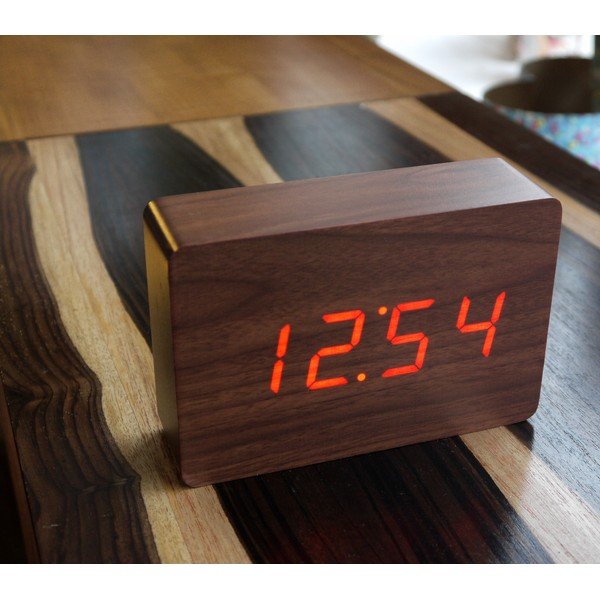 Rudas žadintuvas su raudonu LED ekranu Gingko Brick Click Clock Clock-image-1