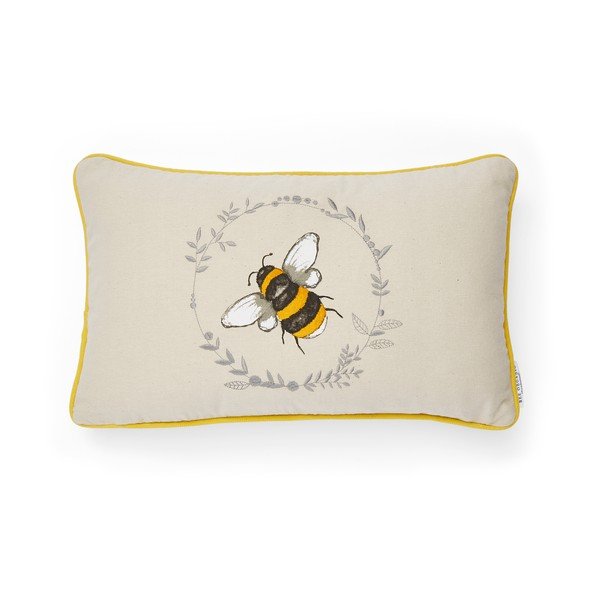 Geltona medvilninė dekoratyvinė pagalvė Cooksmart® Bumble Bees, 30 x 50 cm