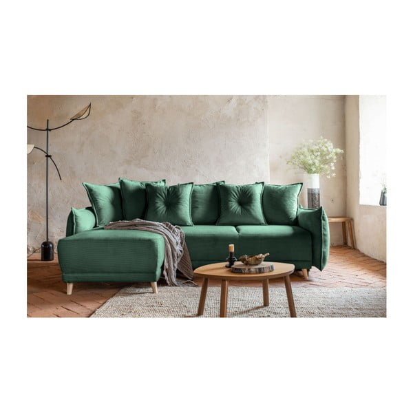 Sulankstoma kampinė sofa iš kordinio velveto žalios spalvos (kintama) Lazy Lukka – Miuform-image-3
