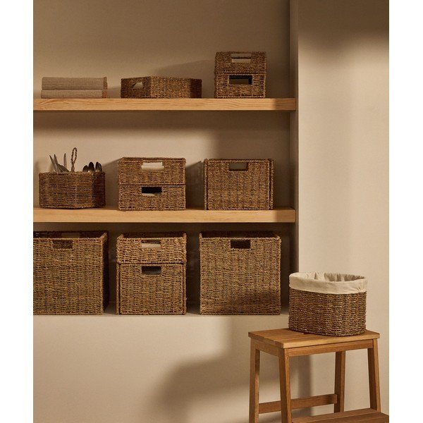 Iš jūržolės krepšiai 2 vnt. lentynai 32x27x22 cm Tossa – Kave Home-image-1