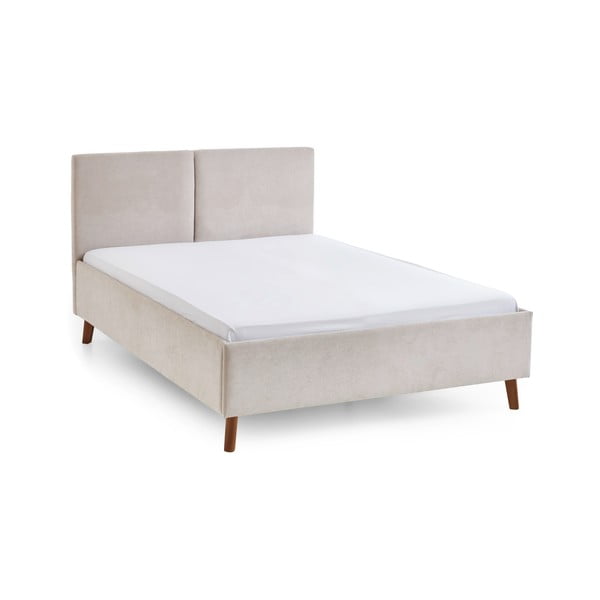 Smėlio spalvos dvigulė lova audiniu dengta su lovos grotelėmis 140x200 cm Piano – Meise Möbel