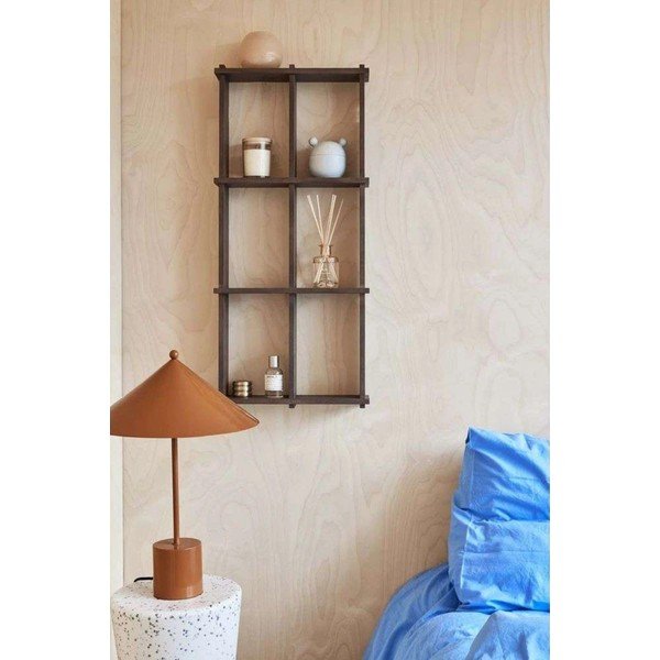 Tamsios natūralios spalvos iš uosio masyvo kelių aukštų sieninė lentyna 42,5 cm Grid – OYOY Living Design-image-1