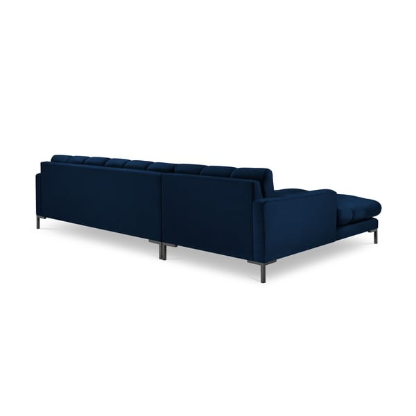 Tamsiai mėlyna aksominė kampinė sofa Cosmopolitan Design Bali, kampas kairėje-image-4