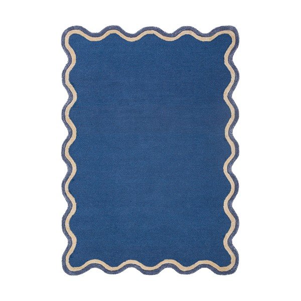 Rankų darbo tamsiai mėlynos spalvos iš vilnos mišinio kilimas 160x230 cm Rivo Wool – Flair Rugs