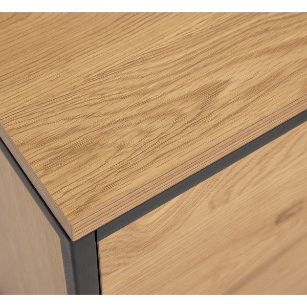 Natūralios spalvos šoninė spintelė iš ąžuolo 104,5x80x45 cm Cesura – Unique Furniture-image-3