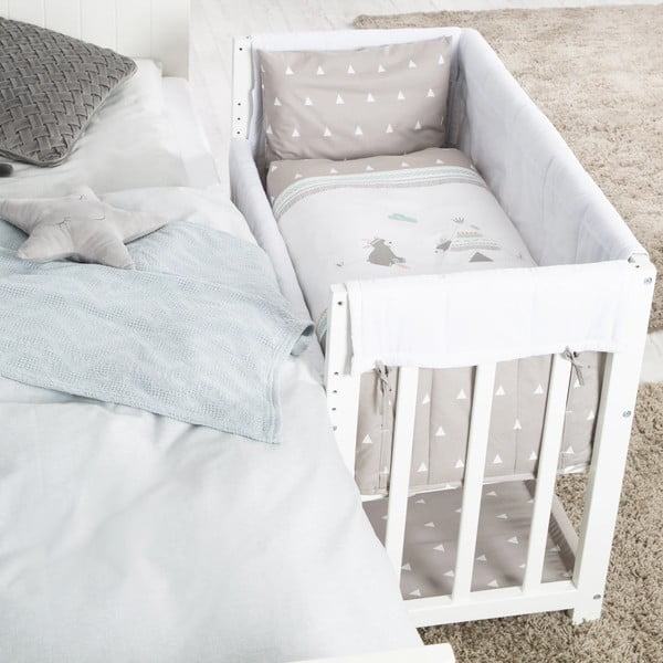 Lopšys baltos spalvos su sandėliavimo vieta/su baldakimu 90x45 cm Indibär – Roba-image-3