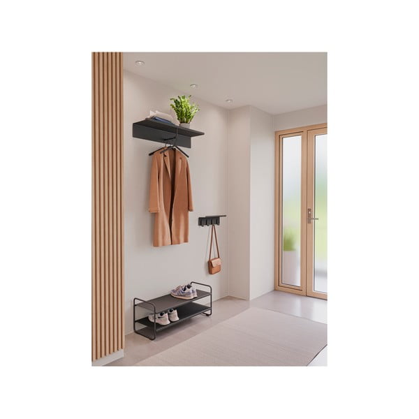 Juodos spalvos iš plieno sieninė lentyna su lentyna 21,5 cm A-Coat – Zone-image-2