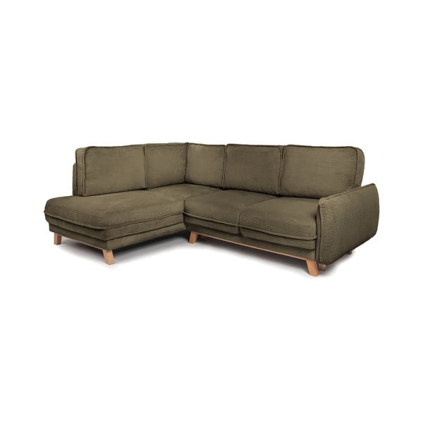 Iš kordinio velveto sulankstoma kampinė sofa žalios spalvos (su kairiuoju kampu) Tori – Bonami Selection-image-2