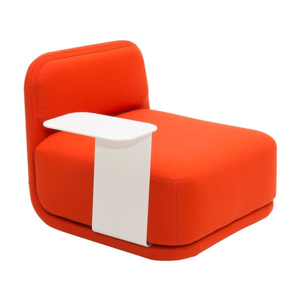 Oranžinis fotelis su baltu metaliniu staliuku Softline Standby Low + Side Table