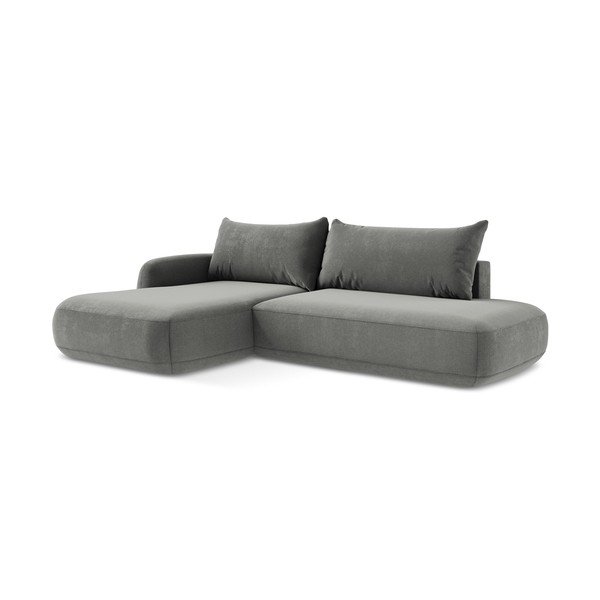 Pilkos spalvos sulankstoma kampinė sofa (su kairiuoju kampu/su gultu) Hale – Makamii-image-3