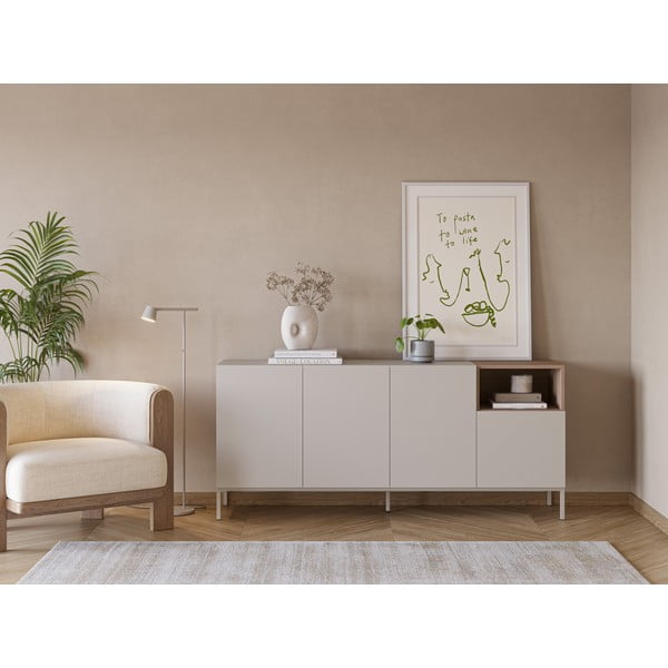 Šoninė spintelė kreminės spalvos 180x80 cm Cailin – Marckeric-image-1