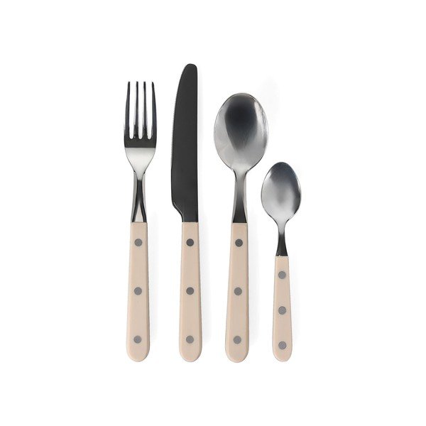 Smėlio spalvos/sidabrinės spalvos stalo įrankiai iš nerūdijančio plieno 16 vnt. 4 žmonėms Sierra – Salt&Pepper