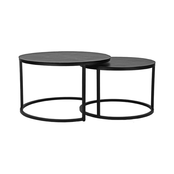 Apvalio formos kavos staliukai iš metalo juodos spalvos 2 vnt. ø 75 cm Grand – LABEL51