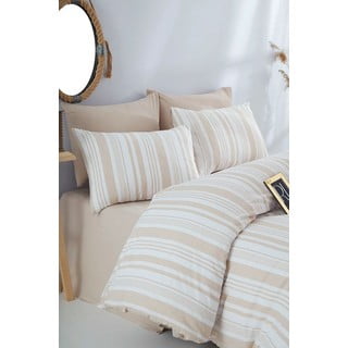 Dvigulė/itin ilga patalynė smėlio spalvos iš medvilnės 200x220 cm – Mila Home