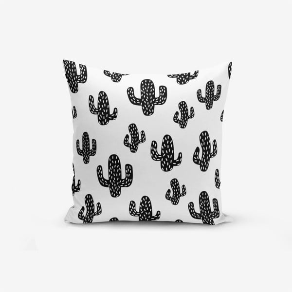 Minimalistiniai pagalvėlių užvalkalai Juodai baltas kaktusas, 45 x 45 cm