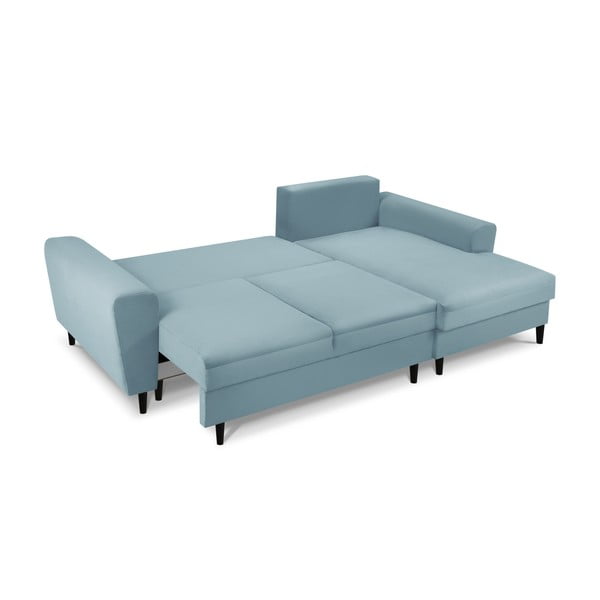Šviesiai mėlynos spalvos iš kordinio velveto sulankstoma/su sandėliavimo vieta kampinė sofa (su dešiniuoju kampu/su gultu) Kyoto – Cosmopolitan Design-image-2