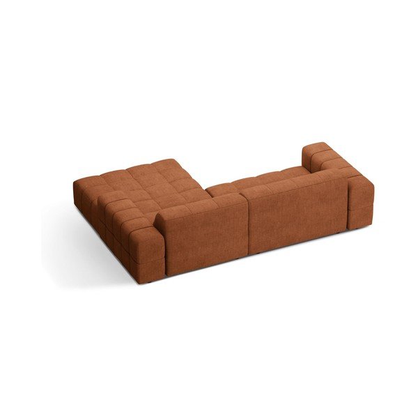 Terakotos spalvos kampinė sofa iš šenilinio audinio (su dešiniuoju kampu/su gultu) Chicago – Cosmopolitan Design-image-2