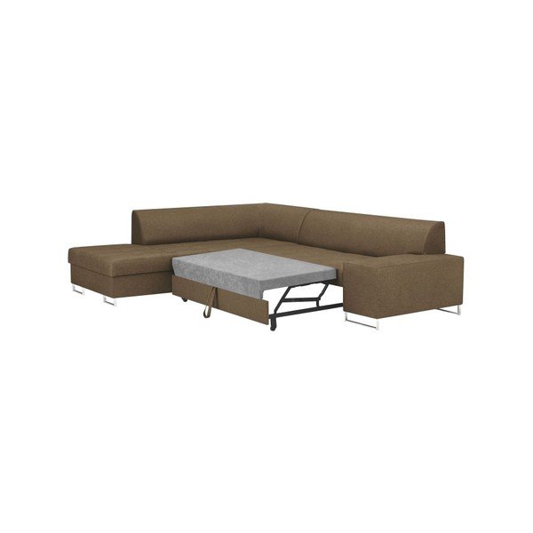 Šviesiai ruda kampinė sofa-lova su sidabrinėmis kojelėmis "Cosmopolitan Design Orlando", kairysis kampas-image-4