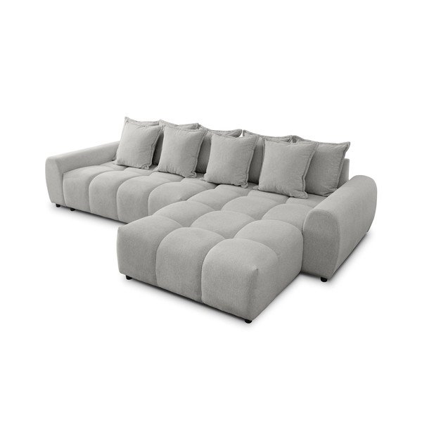 Šviesiai pilkos spalvos kampinė sofa (su dešiniuoju kampu/su gultu) Albane  – Ropez-image-2