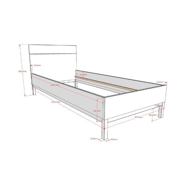 Baltos spalvos iš pušies masyvo vaikiška lova be grotelių 90x200 cm Eva – Vipack-image-2