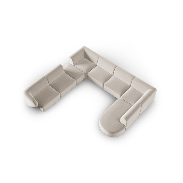Smėlio spalvos iš velveto kampinė sofa (su kairiuoju kampu/„U“ formos) Paolo – Milo Casa-image-1