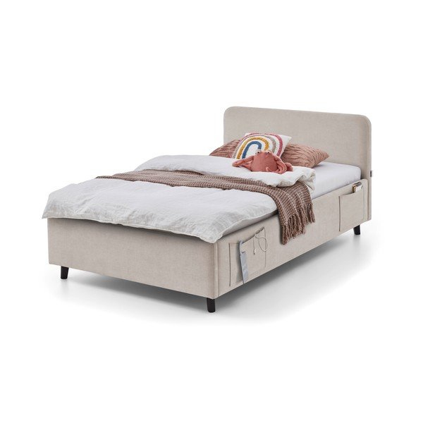 Smėlio spalvos vaikiška lova su sandėliavimo vieta su lovos grotelėmis 120x200 cm Cosy – Meise Möbel