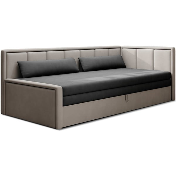 Pilkos spalvos iš šenilinio audinio sulankstoma/su sandėliavimo vieta sofa 214 cm Fulgeo – ELTAP