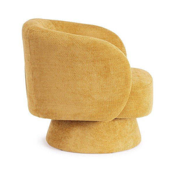 Garstyčių spalvos pasukamas krėslas iš šenilinio audinio Julienne – Bizzotto-image-3