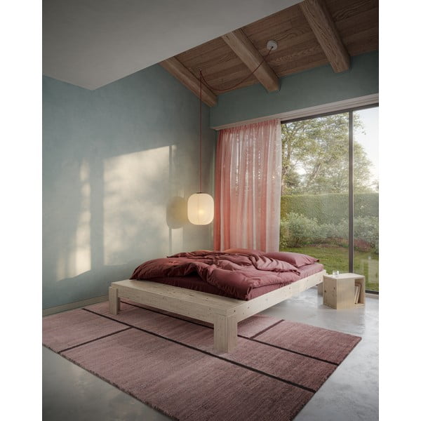 Iš pušies masyvo dvigulė lova natūralios spalvos su lovos grotelėmis 140x200 cm Layers – Karup Design-image-1