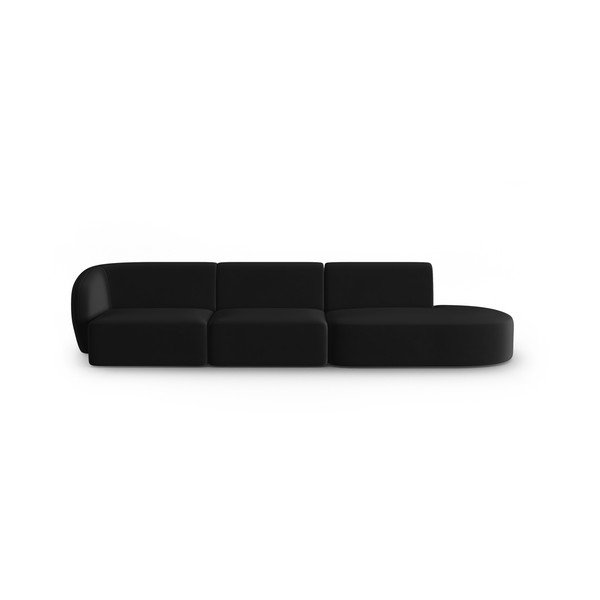 Juodos spalvos iš velveto sofa su kairiuoju kampu 311 cm Paolo – Milo Casa