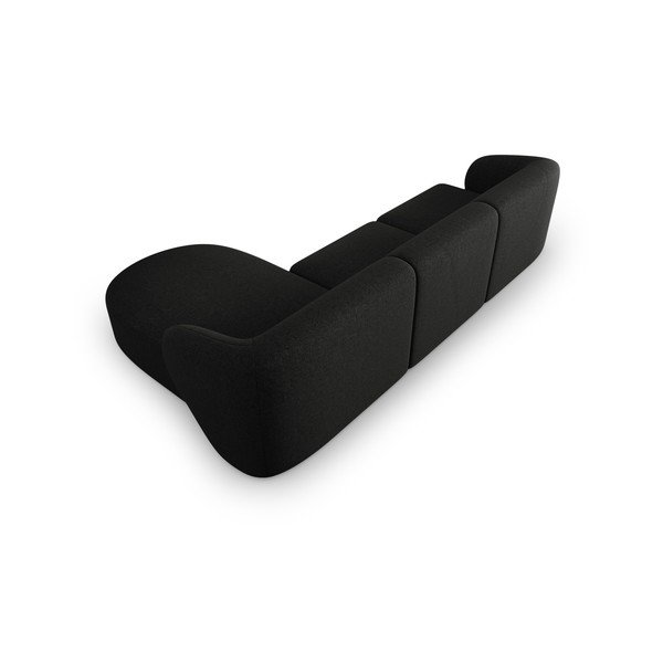 Juodos spalvos iš šenilinio audinio kampinė sofa (su dešiniuoju kampu/su gultu) Paolo – Milo Casa-image-3