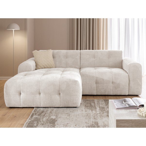 Kreminės spalvos kampinė sofa (su kairiuoju kampu/su gultu) Melva – Ropez-image-4