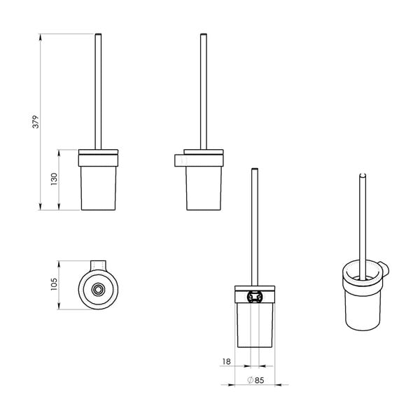 Sieninis iš stiklo tualeto šepetys baltos spalvos Gedy Pirenei – Sapho-image-2
