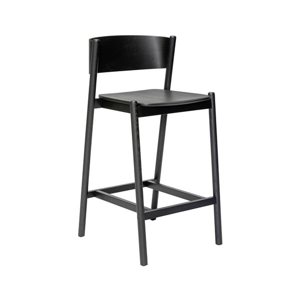Baro taburetė juodos spalvos iš ąžuolo (sėdynės aukštis 75 cm) Oblique – Hübsch