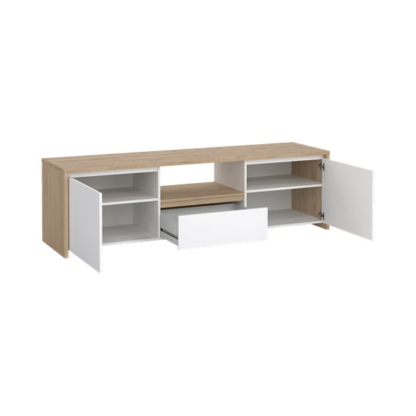 Baltos spalvos/natūralios spalvos TV spintelė iš ąžuolo 179x52x48 cm Next – Tvilum-image-3
