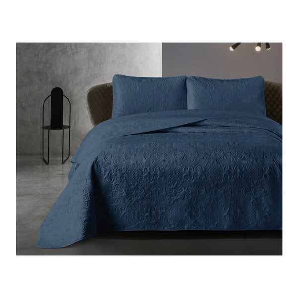 Mėlyna mikropluošto lovatiesė su dviem užvalkalais Dreamhouse Velvet Clara, 250 x 260 cm