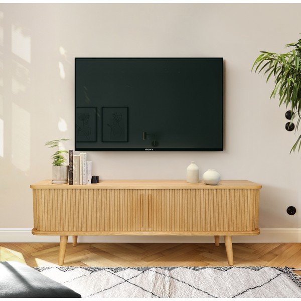 TV spintelė natūralios spalvos iš ąžuolo 138x50 cm Rove – Woodman-image-1