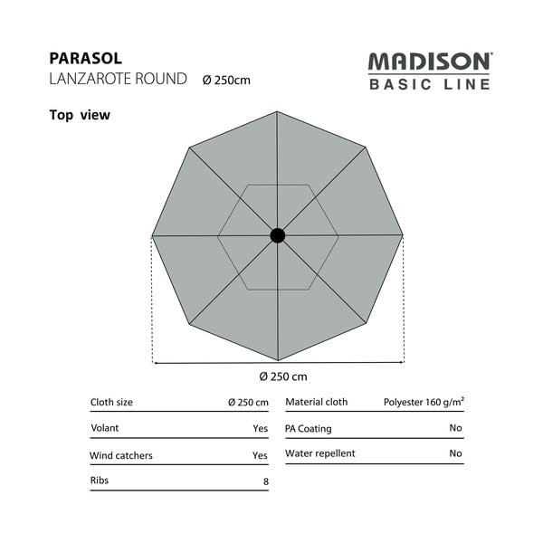 Žalias skėtis ø 250 cm Lanzarote - Madison-image-2