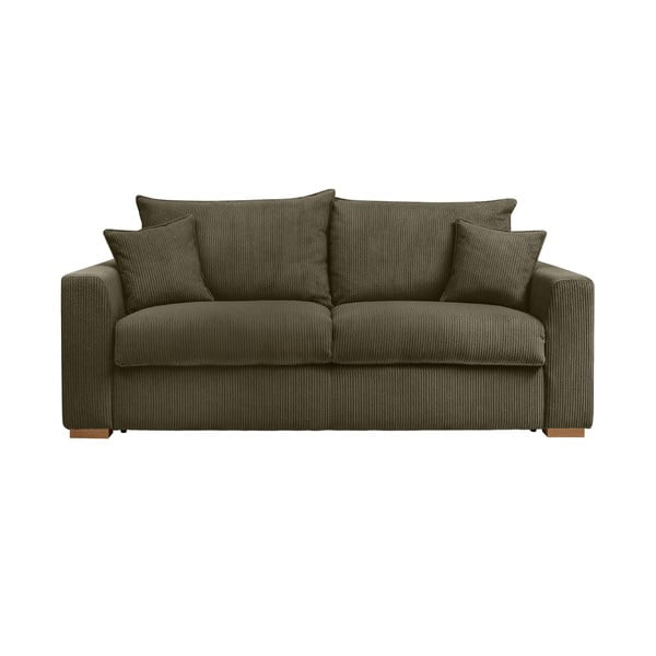 Iš kordinio velveto sulankstoma sofa žalios spalvos/rudos spalvos 225 cm Augustin – Bobochic Paris