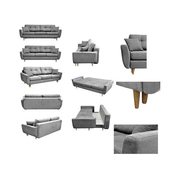 Pilka sofa lova su šviesiomis kojomis Mazzini Sofos Rose-image-1