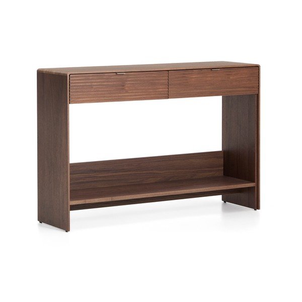 Tamsios natūralios spalvos šoninė spintelė iš riešutmedžio 120x81x35 cm Norlen – Kave Home