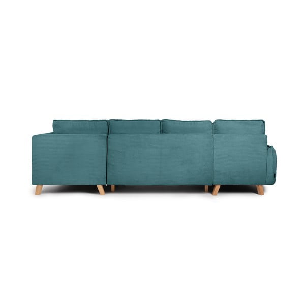Iš kordinio velveto sulankstoma kampinė sofa turkio spalvos (su dešiniuoju kampu/„U“ formos) Tori – Bonami Selection-image-4