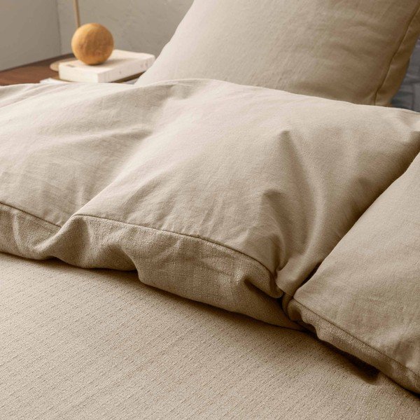 Natūralios spalvos iš medvilnės dvigulė patalynė 3 dalių 240x220 cm Clara – douceur d'intérieur-image-1