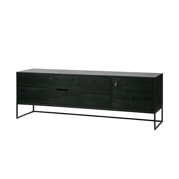 Juodos spalvos iš uosio masyvo TV spintelė 180x61x44 cm Silas – WOOOD-image-4