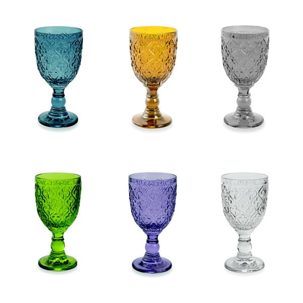 6 spalvoto stiklo taurių rinkinys "Villa d'Este Marrakech", 280 ml