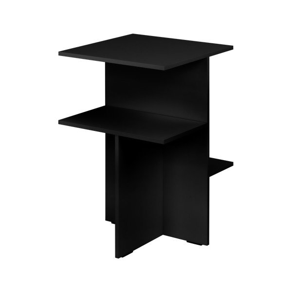 Juodos spalvos naktinis staliukas su lentynomis Atik – noo.ma-image-4