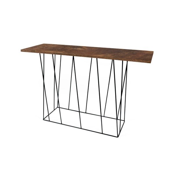 Rudos spalvos konsolinis staliukas su juodomis kojomis TemaHome Helix, 40 x 120 cm-image-1