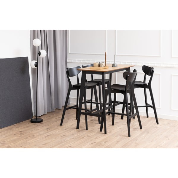 Iš kaučiukmedžio masyvo baro taburėtės juodos spalvos 2 vnt. 105 cm Roxby – Actona-image-2
