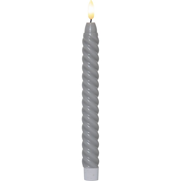 2 pilkos spalvos vaško LED žvakių rinkinys Star Trading Flamme Swirl Antique, aukštis 25 cm-image-3