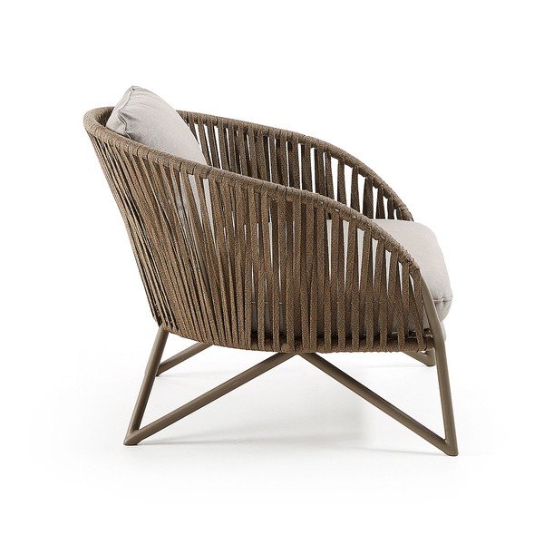 Šviesiai pilkos spalvos/rudos spalvos metalinis sodo krėslas Branzie – Kave Home-image-2